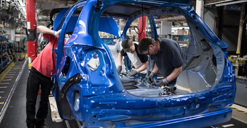 French president Emmanuel Macron visits Toyota Factory -  Valenciennes