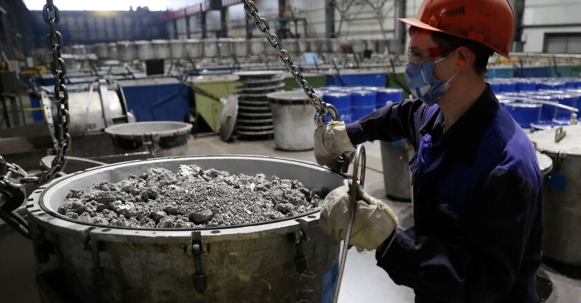 Russia: Production of titanium alloys at VSMPO-AVISMA Corporation in Sverdlovsk Region, Russia