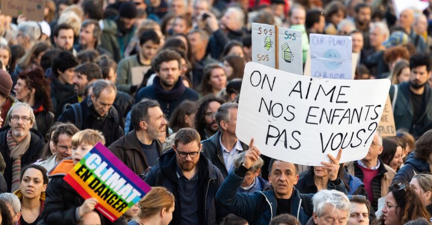 Paris: People attend a demonstration asking for urgent measures to combat climate change