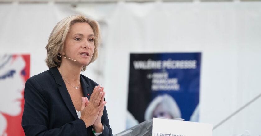 Brive-la-Gaillarde: Pecresse delivers a speech during a campaign rally