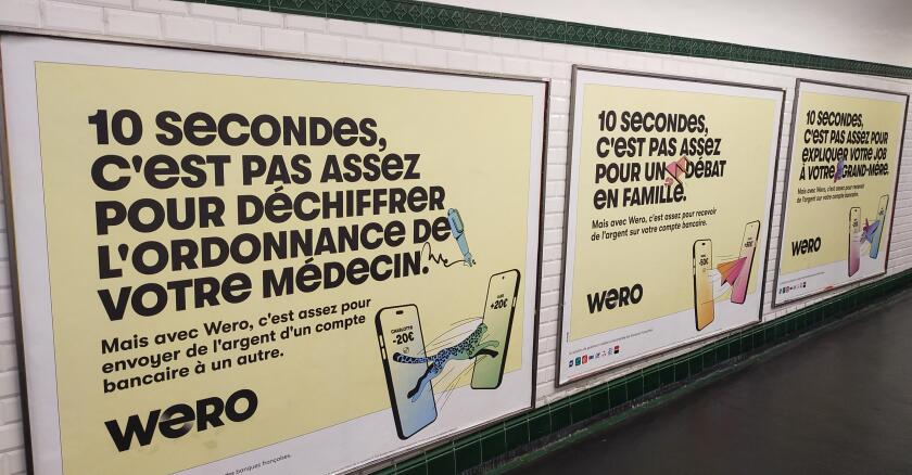 publicité Wero dans les couloirs du métro