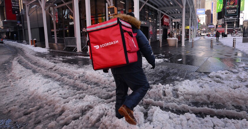 NY:  Food Delivery Workers During Winter Storm