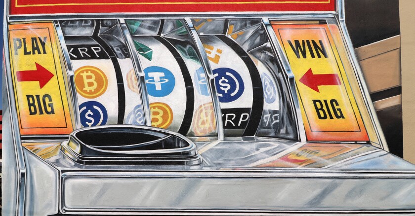 Giant 3D Mural Depicting A Retro Crypto Slot Machine Pops Up In Las Vegas