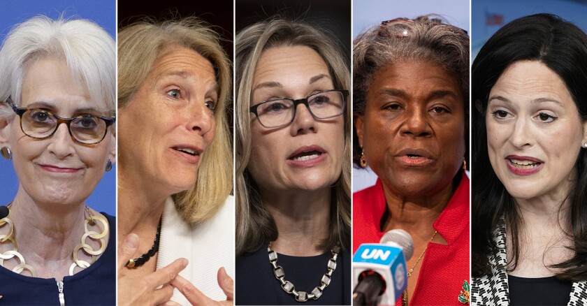 Wendy Sherman, Karen Donfried, Julianne Smith, Linda Thomas-Greenfield et Anne Neuberger.