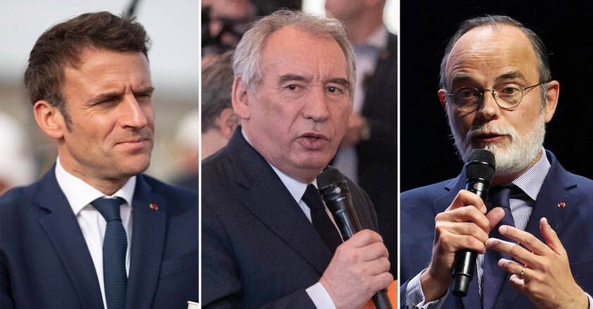 Macron Bayrou Philippe 13/04/2022 Vigoureux