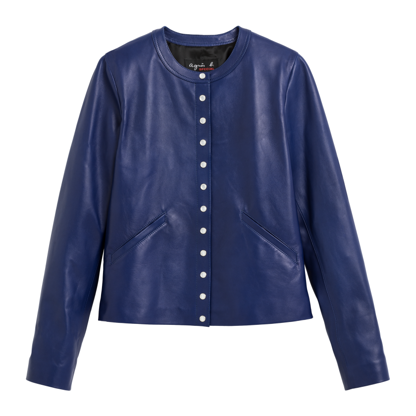 Cardigan Cuir Agnès B Marine Foncé - Taille 38 - Occasion Très Bon état