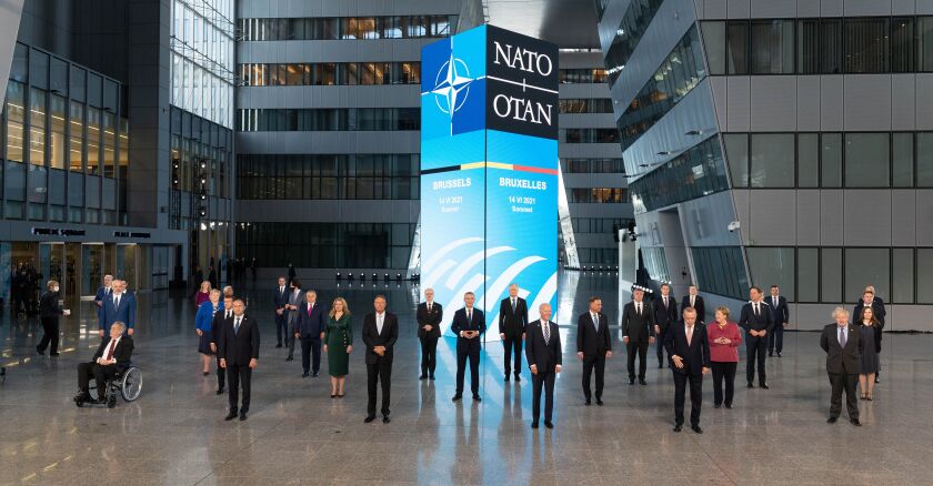 Brussels: Leaders pose for a family photo before a meeting at the Nato Headquarters