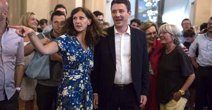 Benjamin Griveaux celebrates the results of the 2nd round of the french parliamentary elections