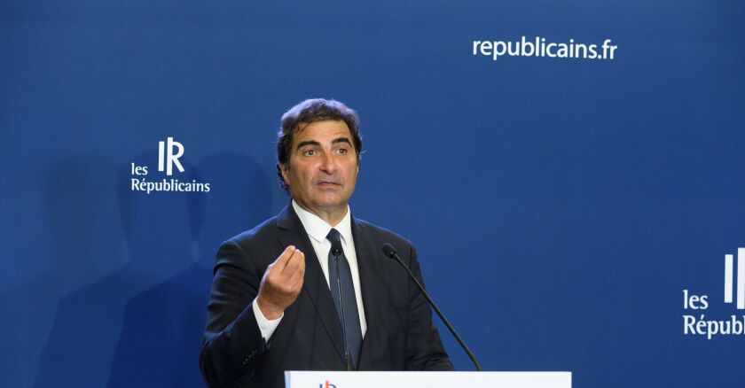 Paris: Christian Jacob (LR) during a press conference after a political bureau