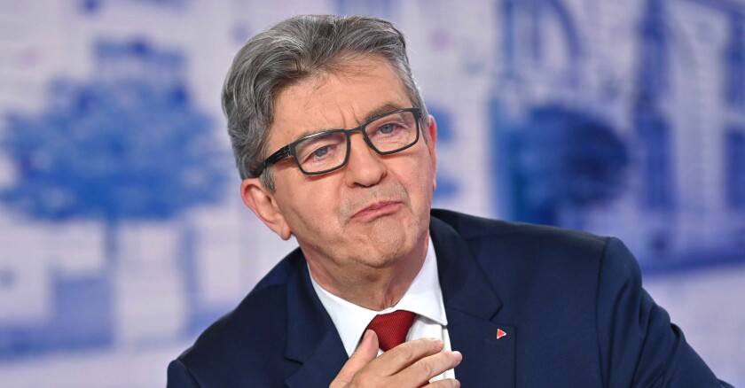 Paris: Jean-Luc Melenchon invite de Ruth Elkrief sur LCI.